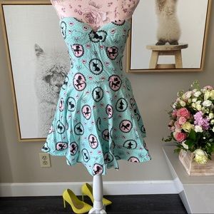 Cartoon dress blue pink dogs XS NWOT